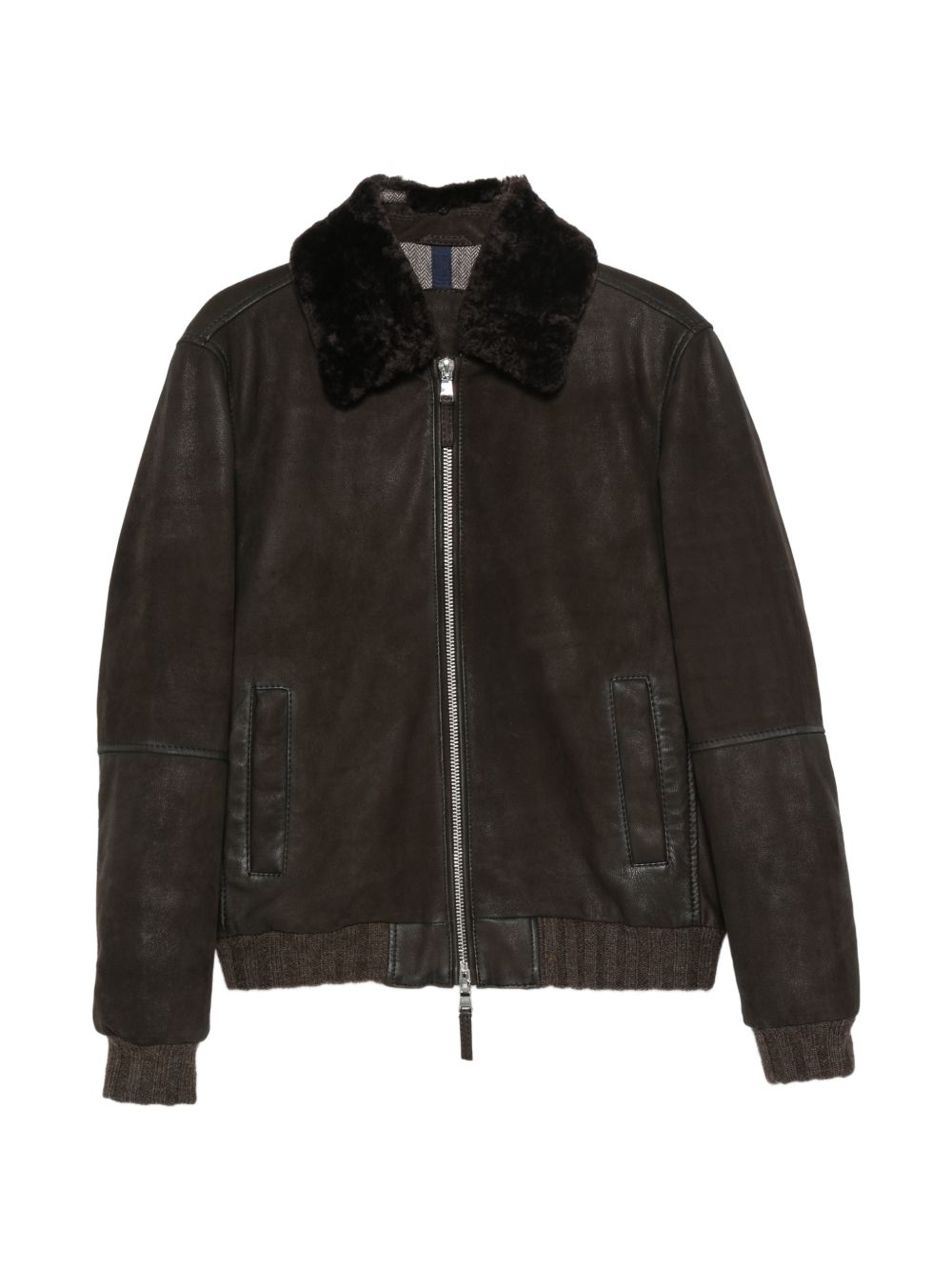 THE JACK AND JACKIE LEATHERS Giacca Noho in pelle marrone con tasche e zip
