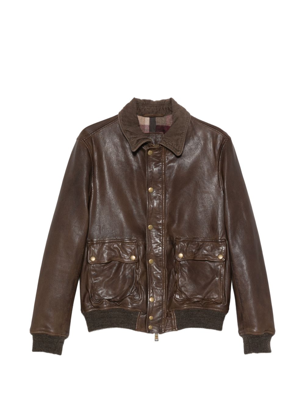 THE JACK AND JACKIE LEATHERS Giacca Ottaviano in pelle marrone con tasche