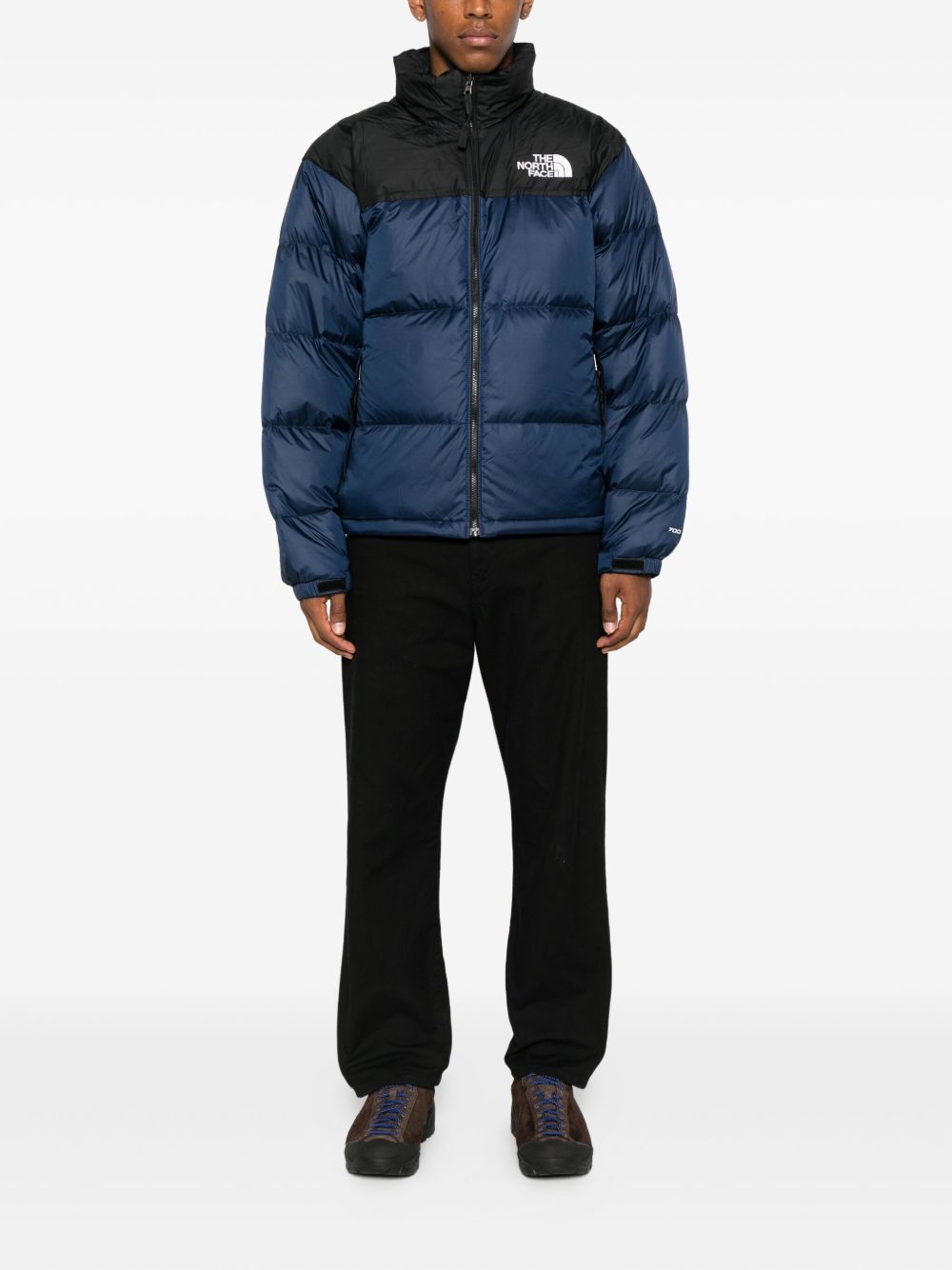 THE NORTH FACE Piumino corto con zip blu e nero con logo