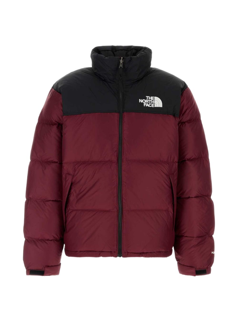 THE NORTH FACE Piumino corto con zip nero e bordeaux con logo