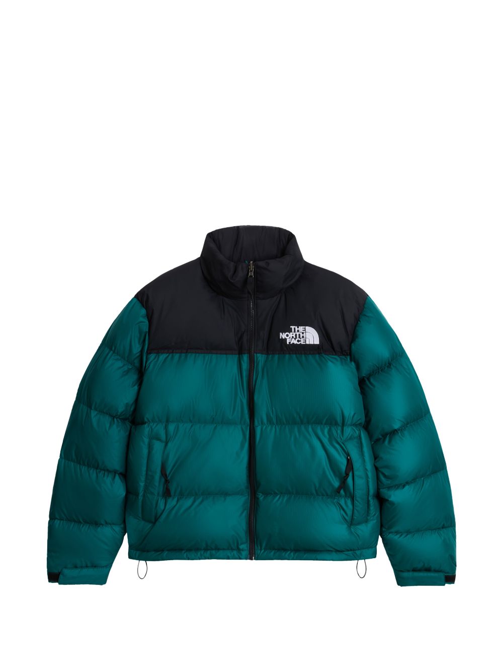 THE NORTH FACE Piumino corto con zip nero e verde con logo