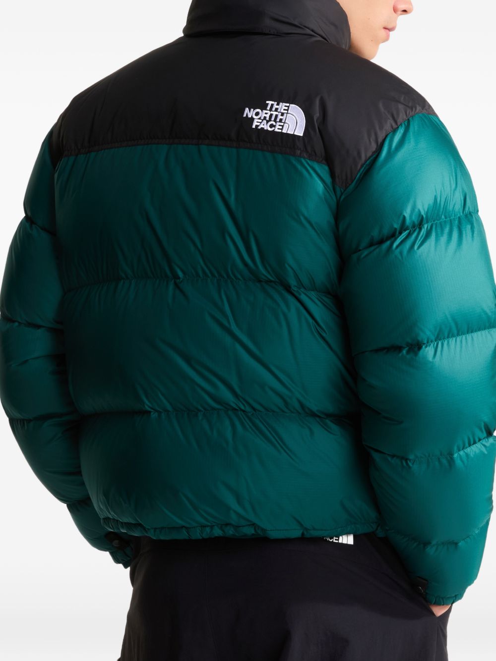 THE NORTH FACE Piumino corto con zip nero e verde con logo