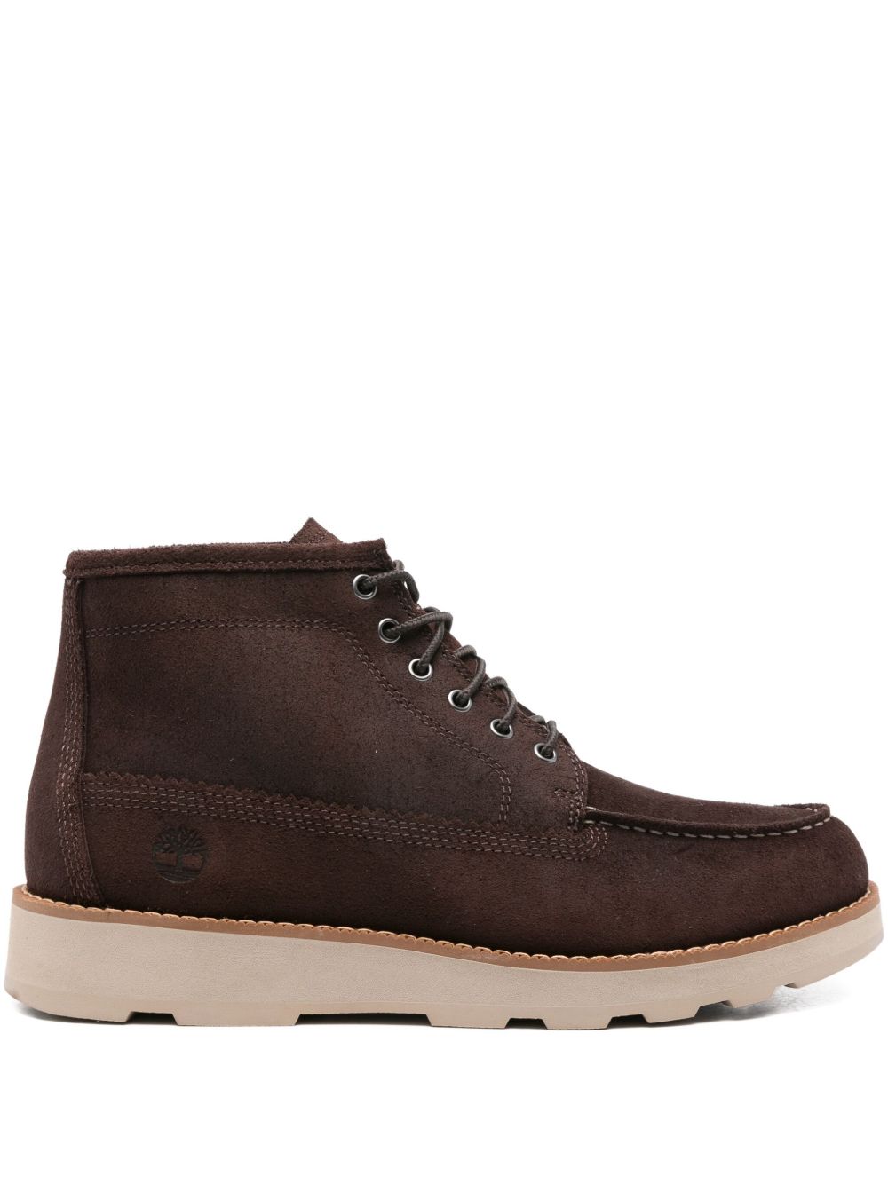 TIMBERLAND Stivaletto marrone scuro in pelle con logo impresso