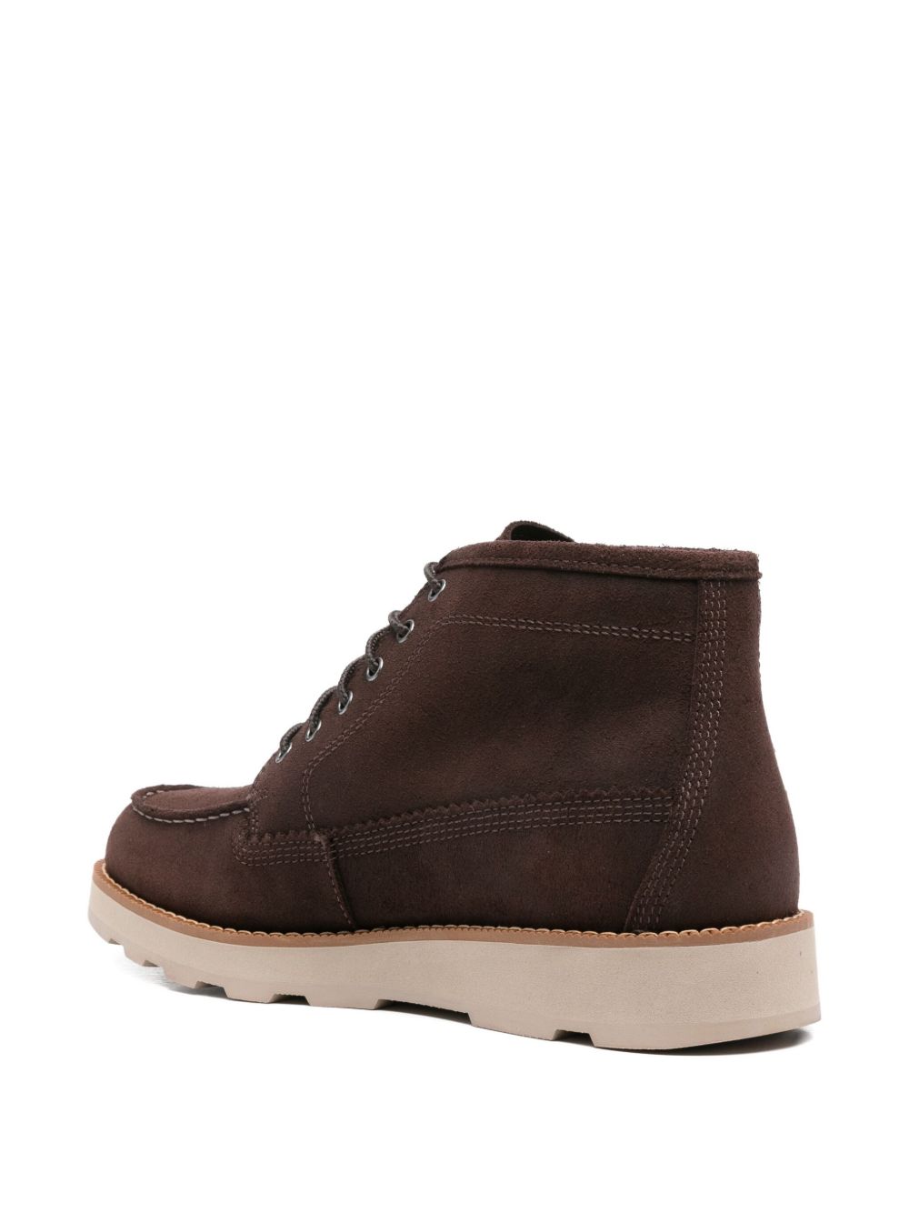TIMBERLAND Stivaletto marrone scuro in pelle con logo impresso