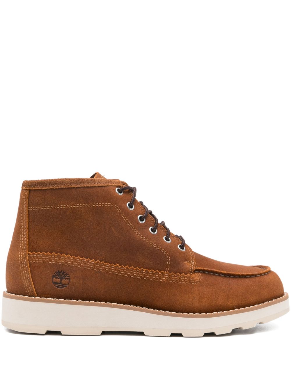 TIMBERLAND Stivaletto cammello in pelle con logo impresso