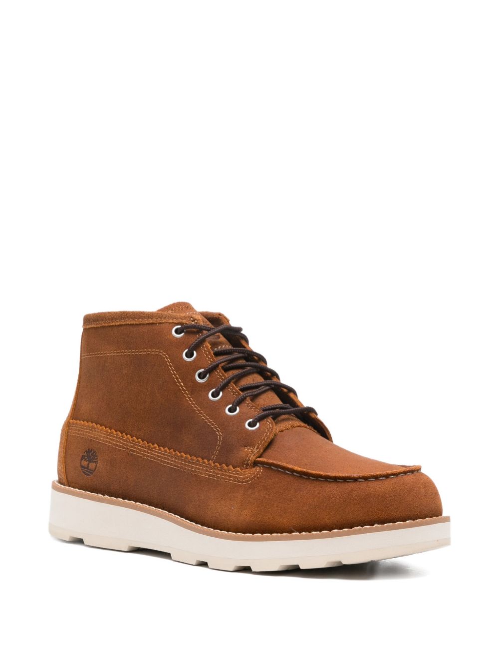 TIMBERLAND Stivaletto cammello in pelle con logo impresso