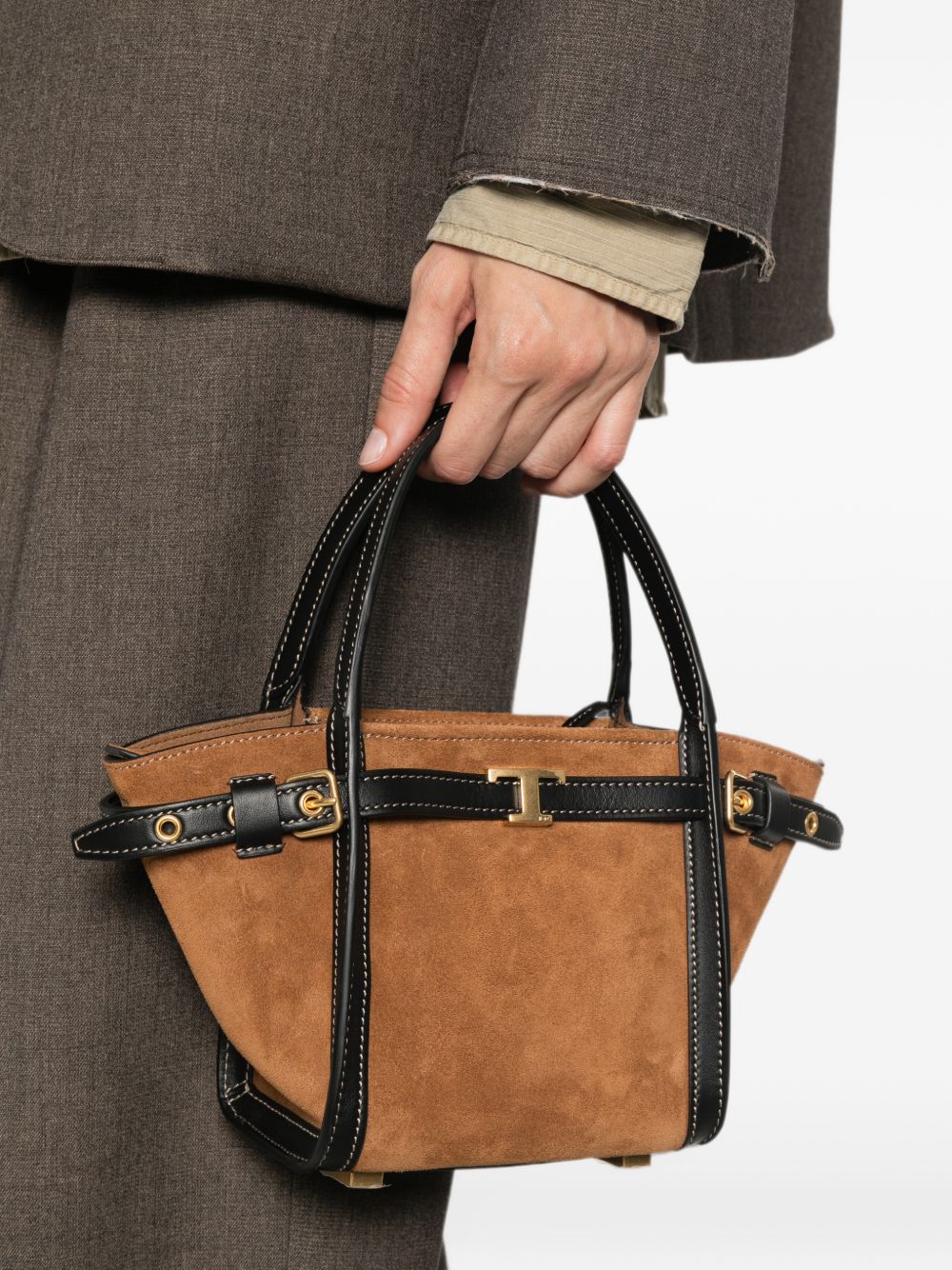 TODS Borsa a Spalla Mini in Pelle Marrone