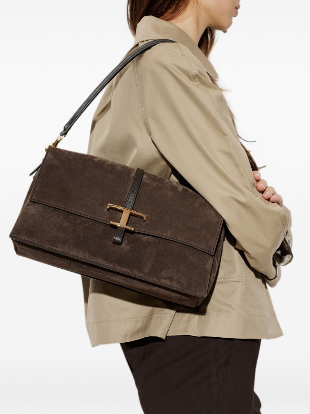 TODS Borsa a Spalla in Pelle Marrone
