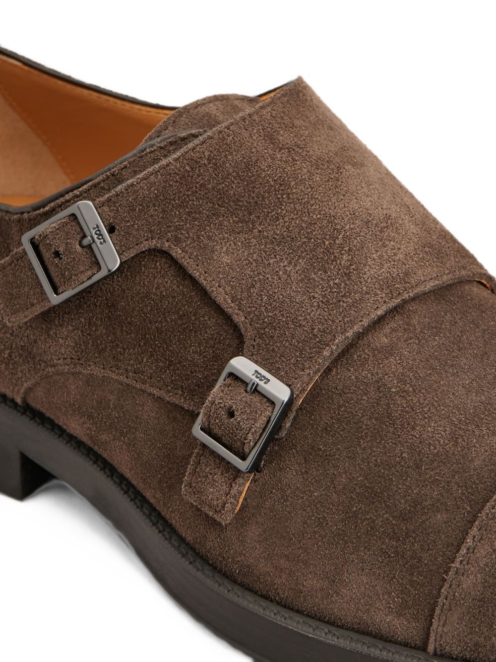 TODS Double Monk Strap in Suede Marrone