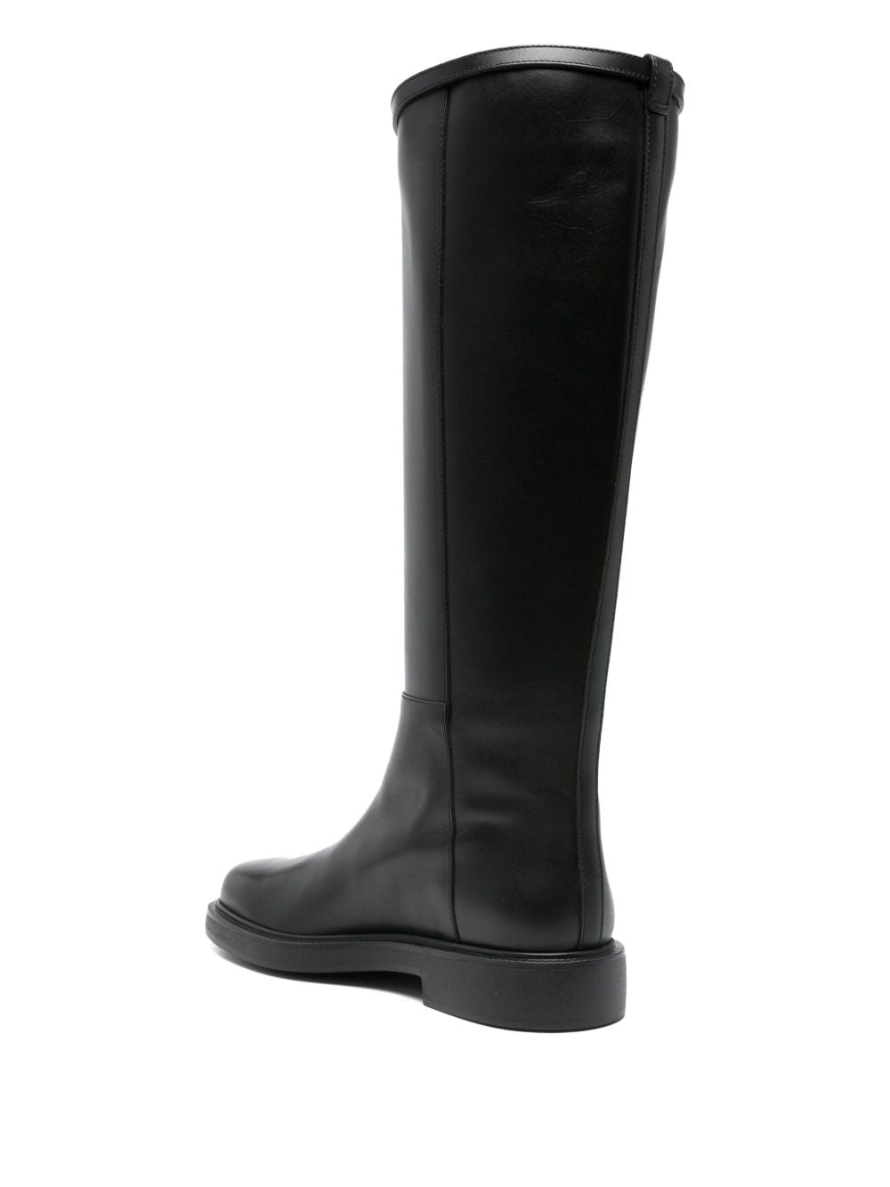 TODS Stivale alto in pelle nero con cinturino e fibbia