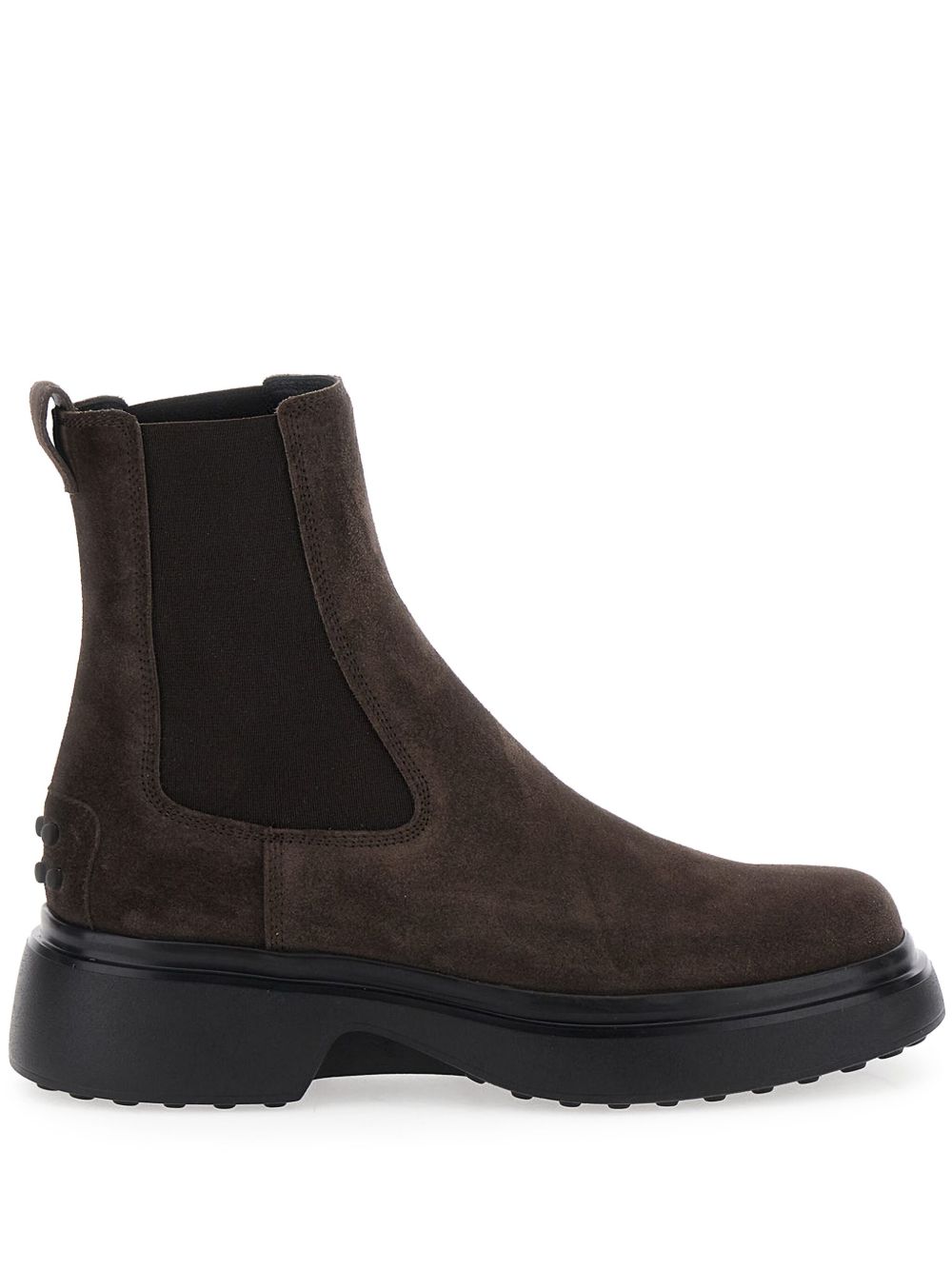 TODS Stivaletti marroni in suede con elastico alla caviglia e sul collo del piede