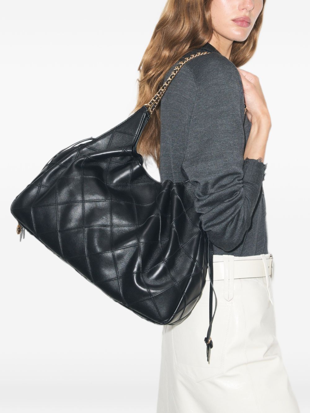 TORY BURCH Borsa shopping Fleming grande in pelle trapuntata con catena intrecciata