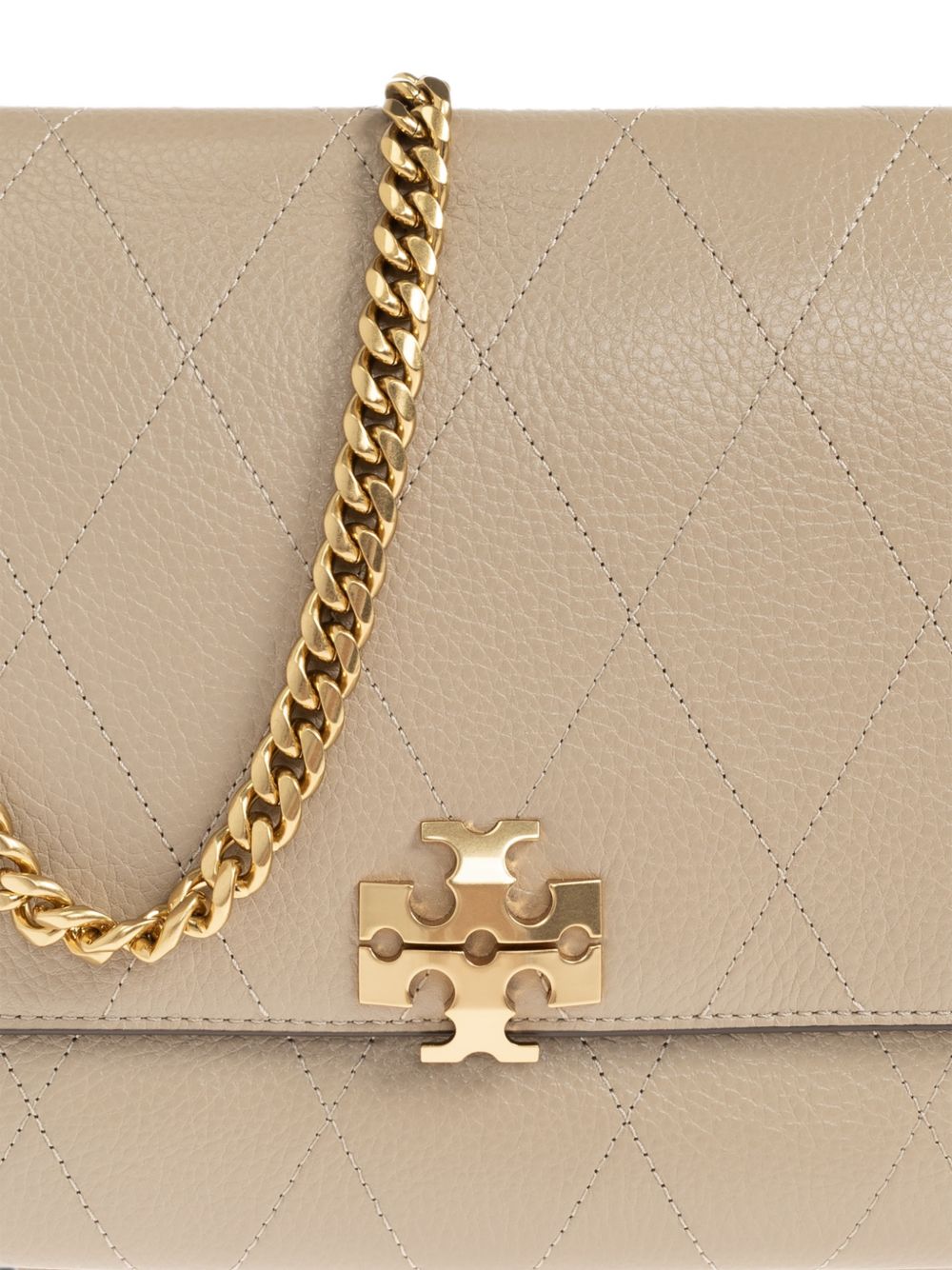 TORY BURCH Borsa Charlie Quilted Shoulder Bag in pelle beige trapuntata
