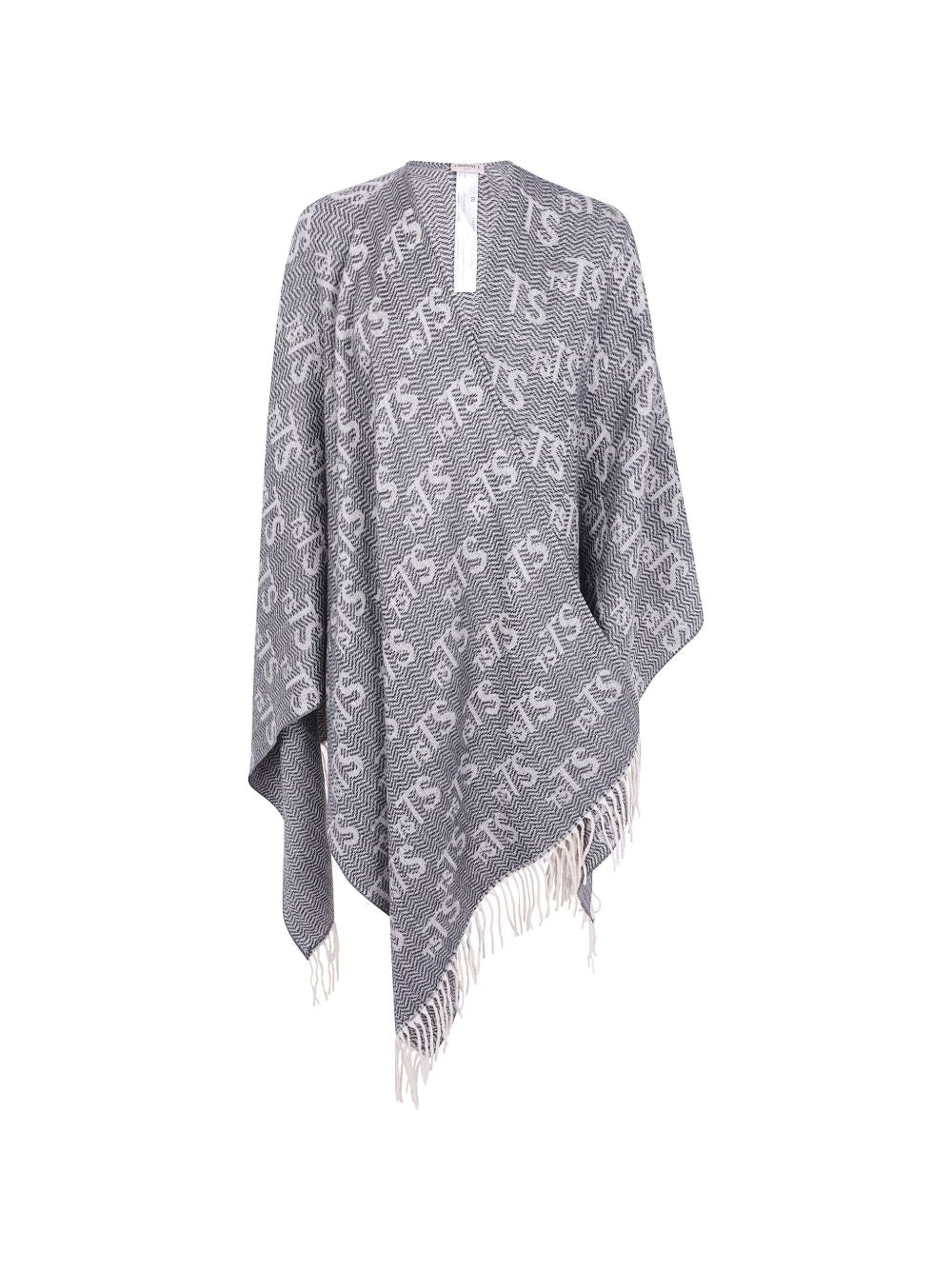 TWINSET Mantella grigia con frange