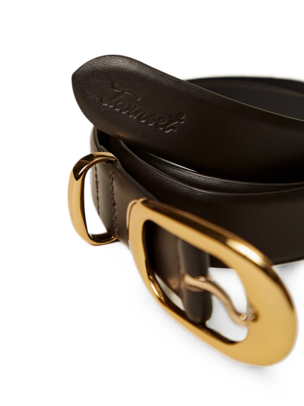 TWINSET Cintura marrone con hardware dorato