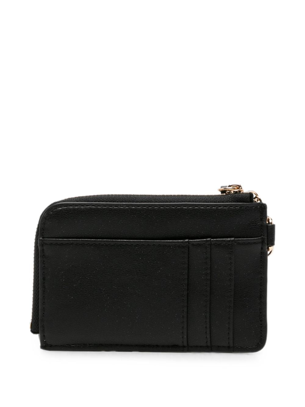 TWINSET Portacarte nero in ecopelle con zip e catenina dorata
