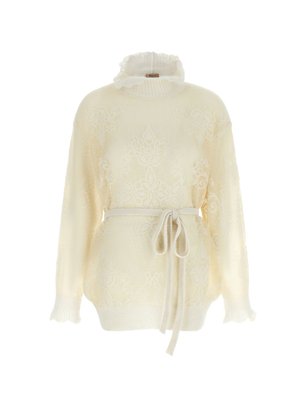 TWINSET Maglia a collo alto impreziosita da pizzo floreale all-over