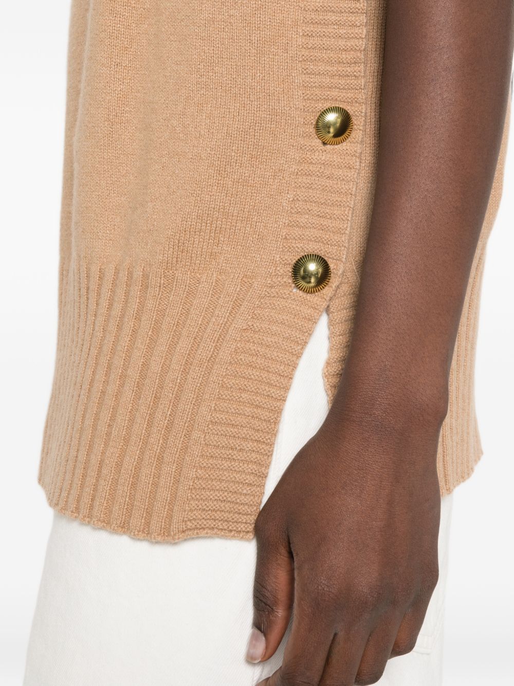 TWINSET Gilet color cammello con collo alto