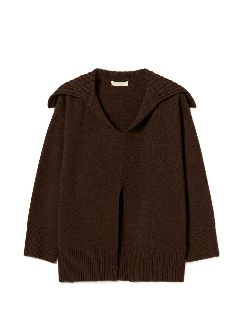 TWINSET Maglione con collo sciallato marrone