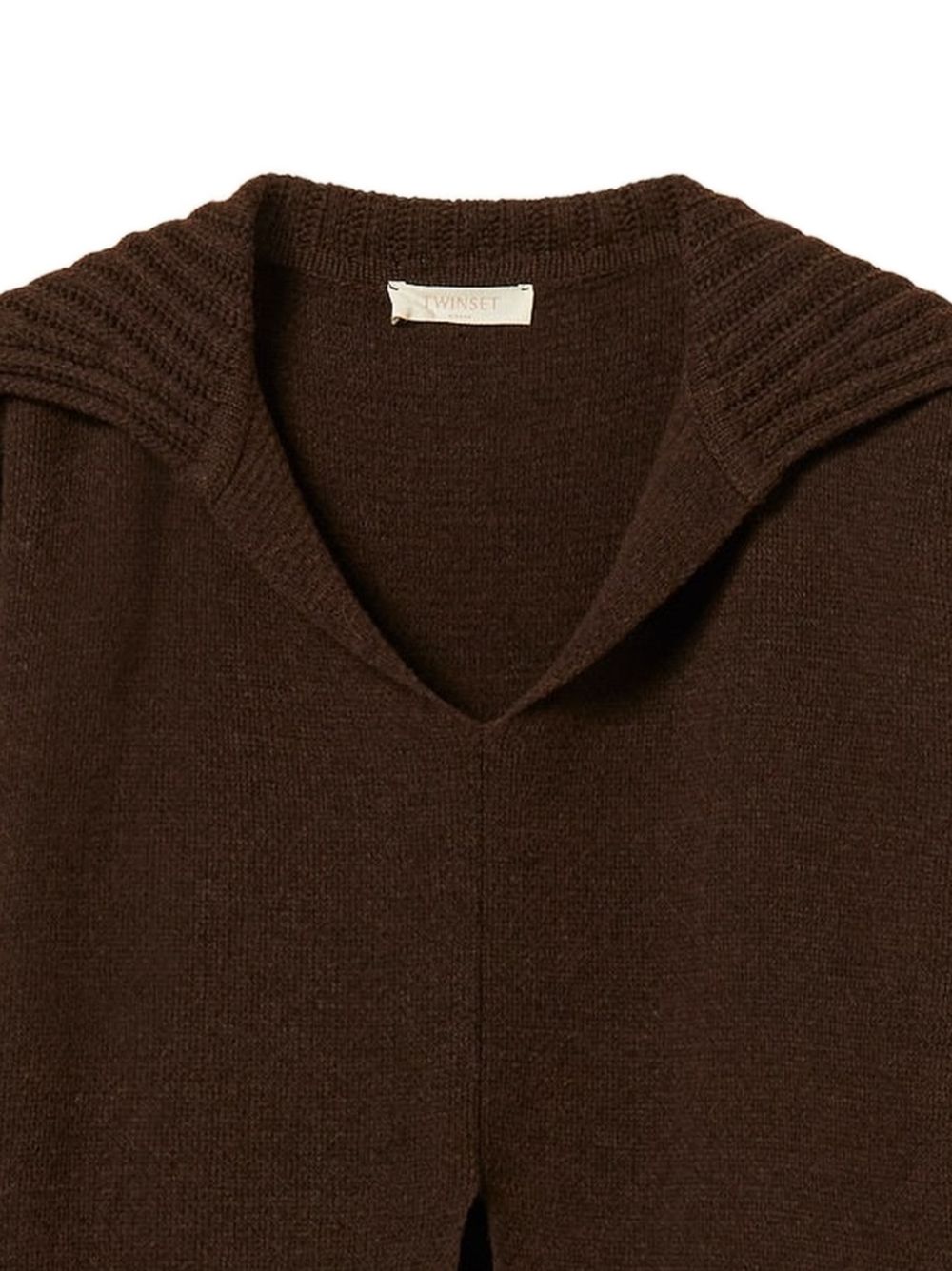 TWINSET Maglione con collo sciallato marrone