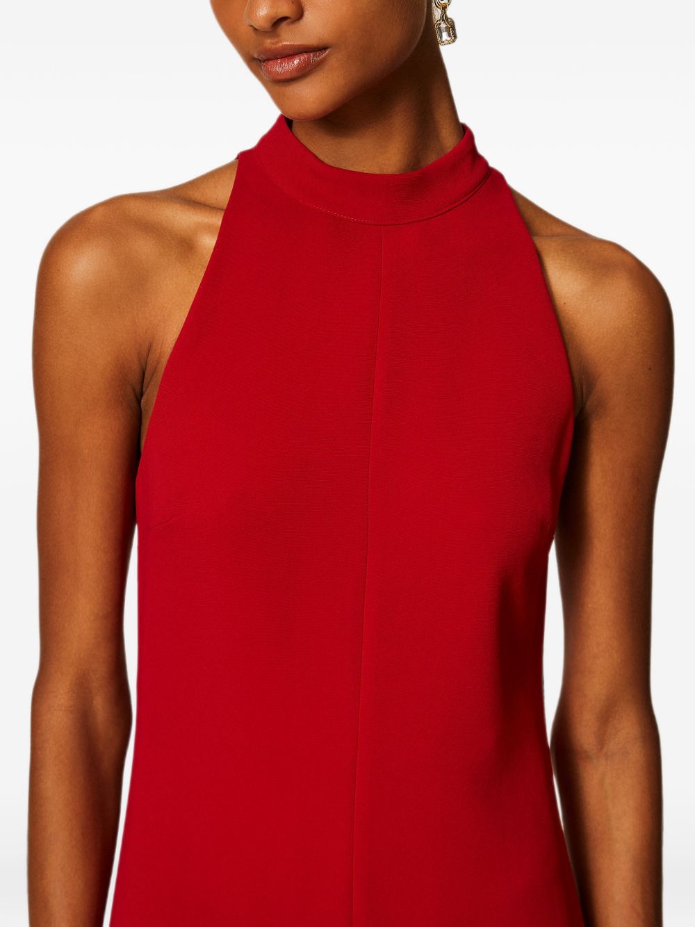 TWINSET Abito midi halter in crepe rosso