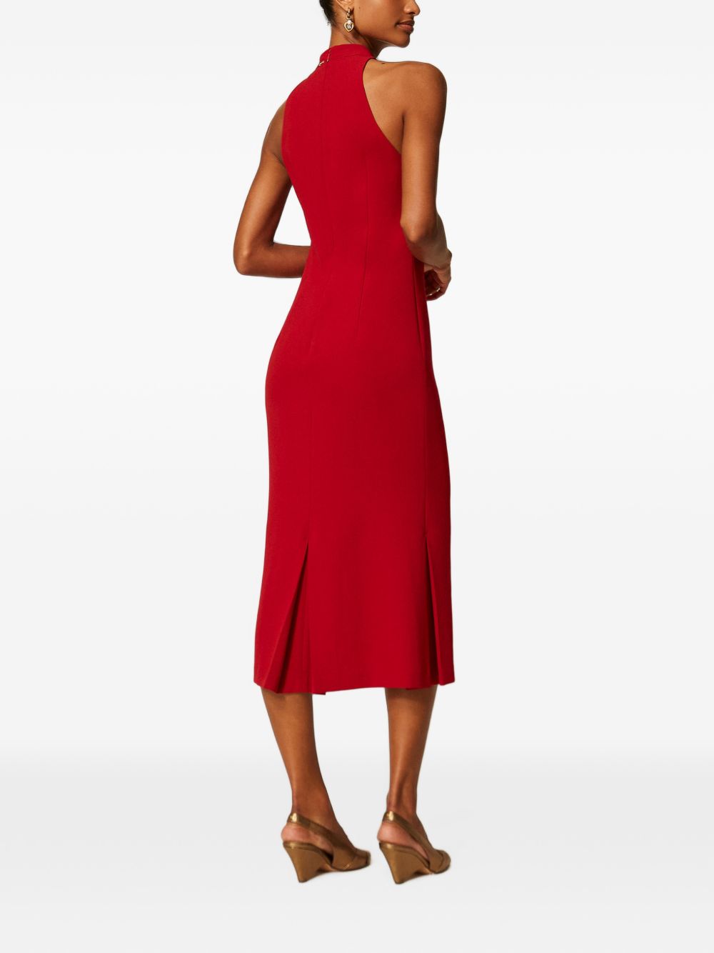 TWINSET Abito midi halter in crepe rosso