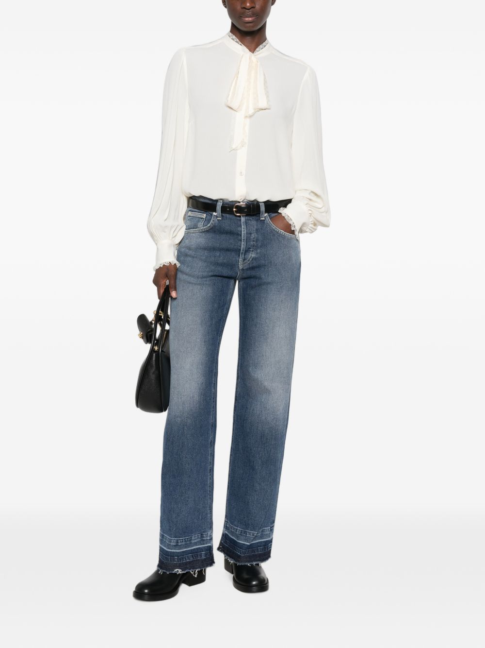 TWINSET Camicia color panna con fiocco