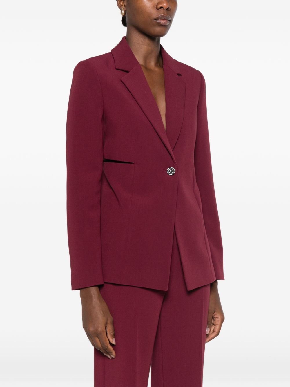 TWINSET Blazer monopetto bordeaux con dettagli cut-out