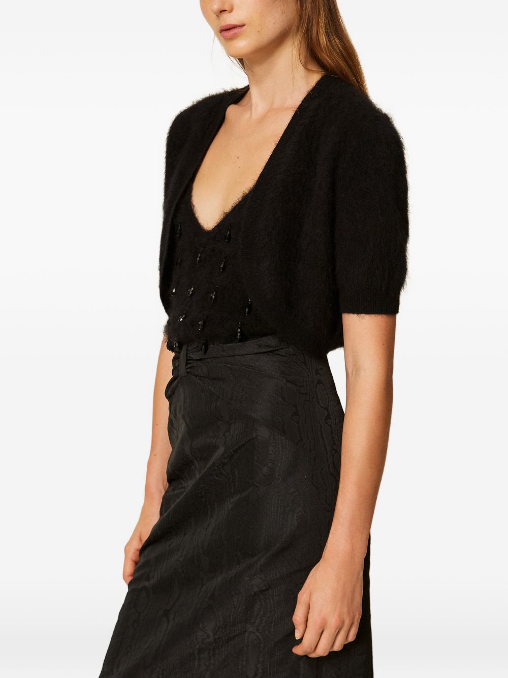 TWINSET Cardigan coprispalle nero a maniche corte in lana