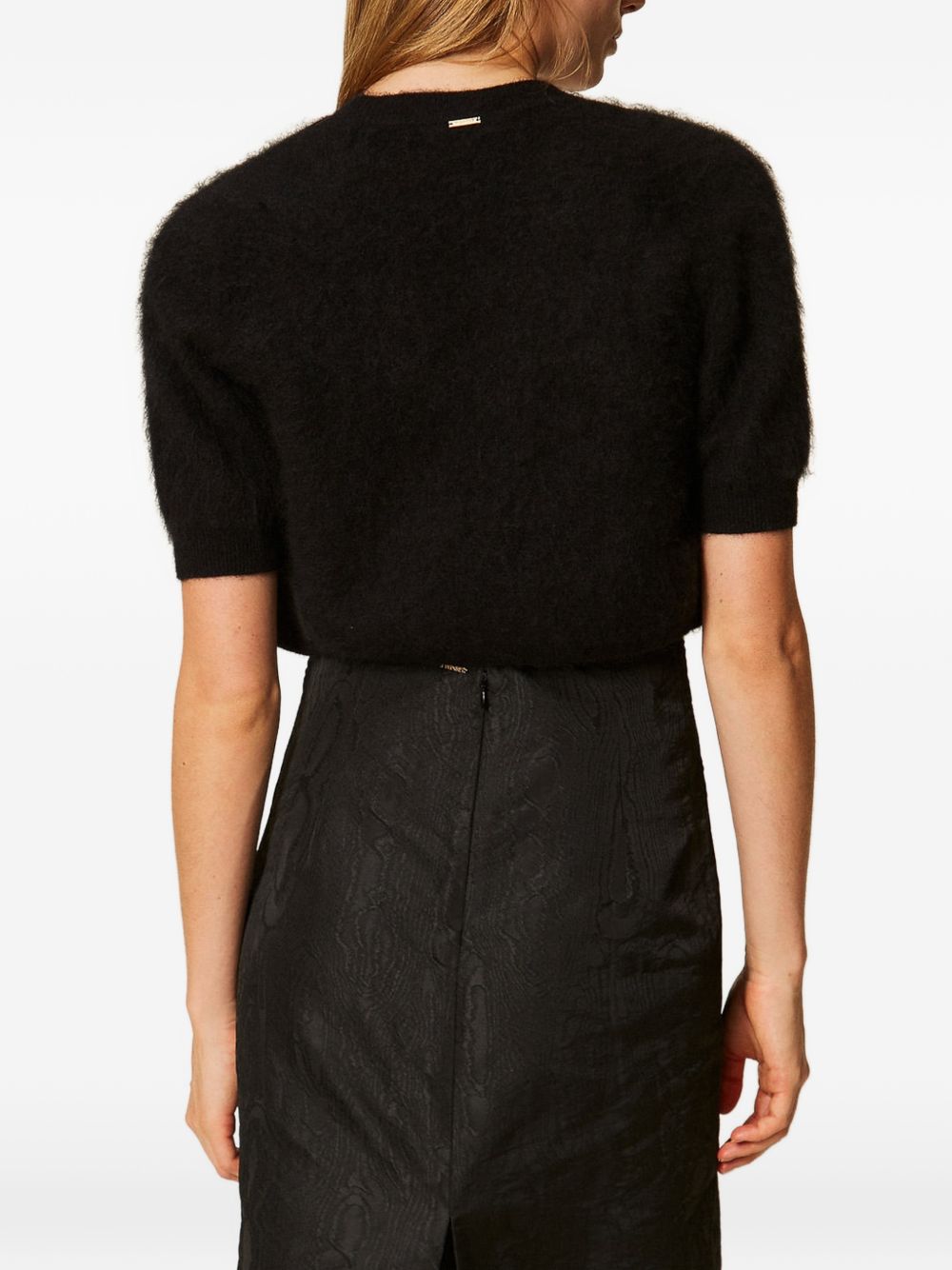 TWINSET Cardigan coprispalle nero a maniche corte in lana