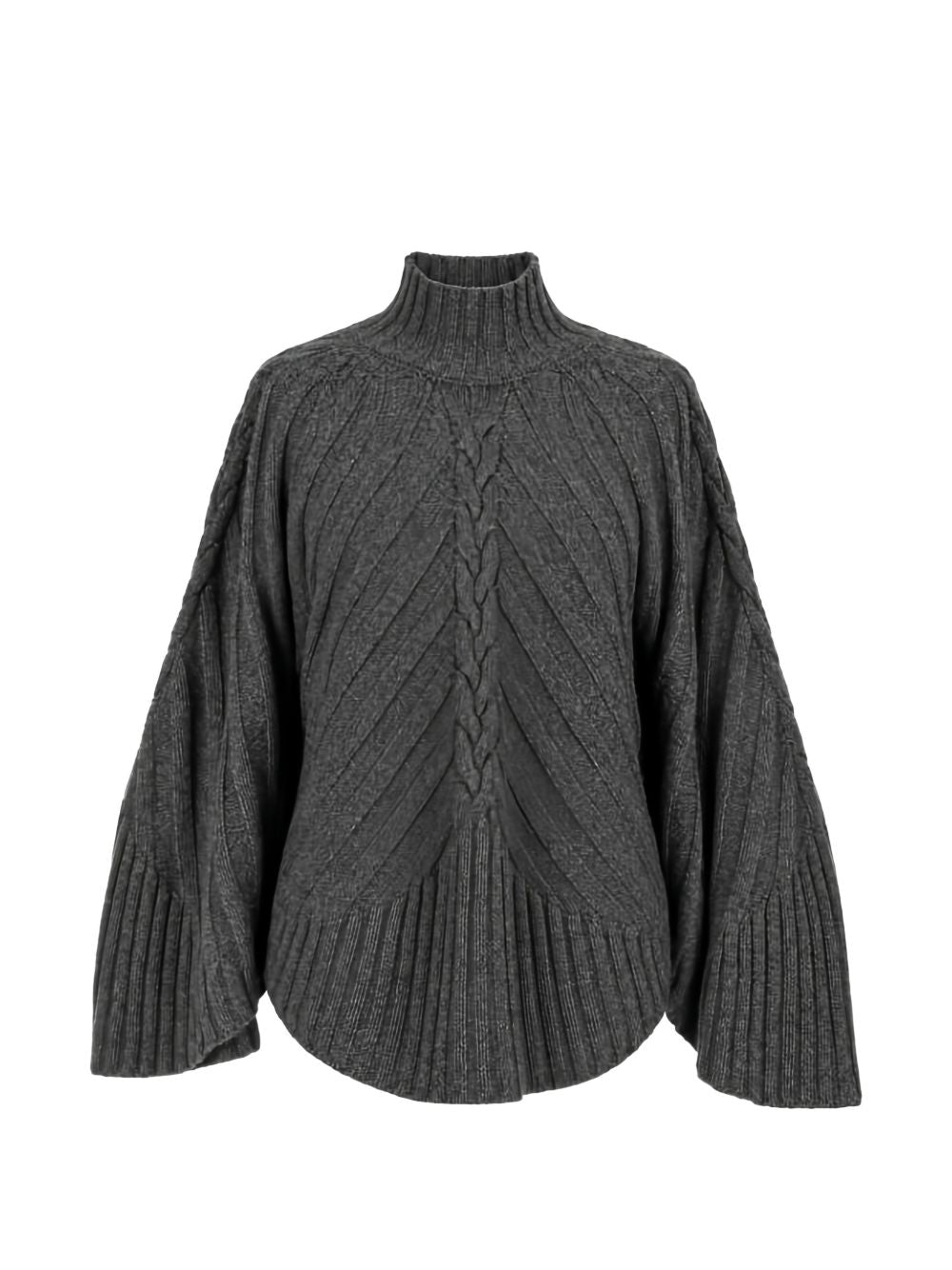 TWINSET Maglia in lana a collo alto con maniche a farfalla e dettaglio intrecciato