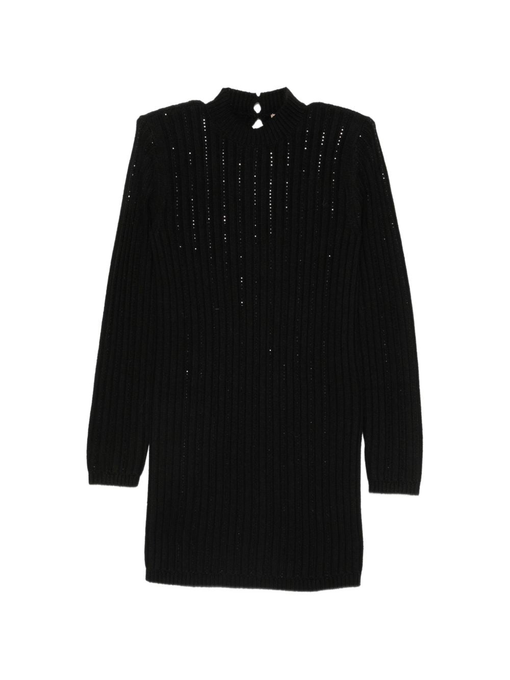 TWINSET Abito corto nero in misto lana con texture traforata
