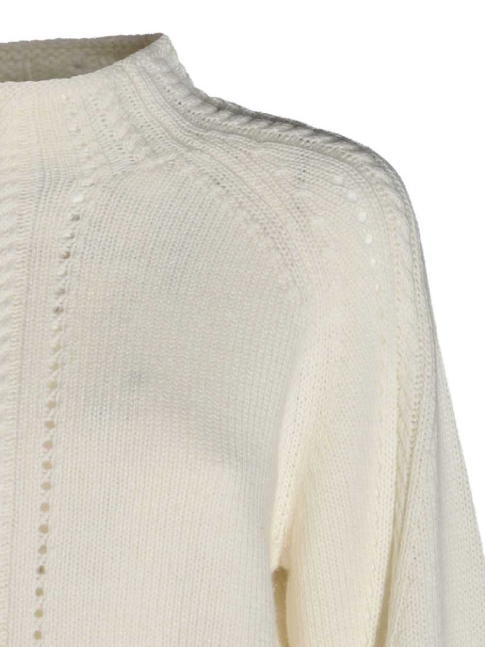 TWINSET Maglia bianca con collo alto e maniche a sbuffo