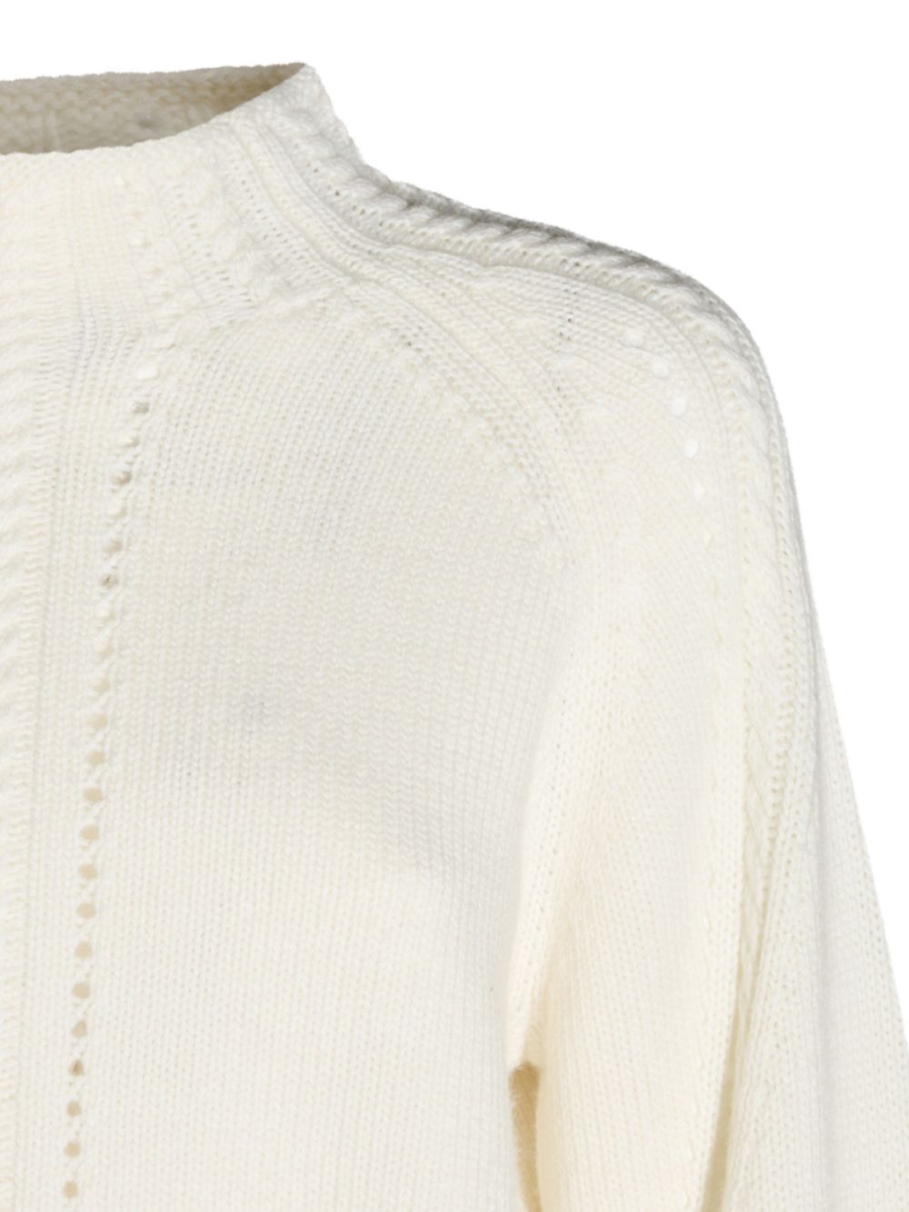 TWINSET Maglia bianca con collo alto e maniche a sbuffo