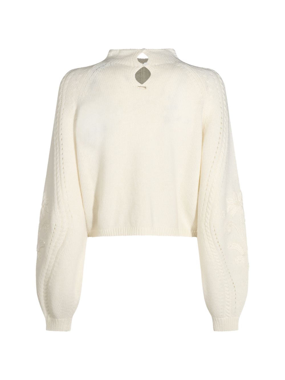 TWINSET Maglia bianca con collo alto e maniche a sbuffo