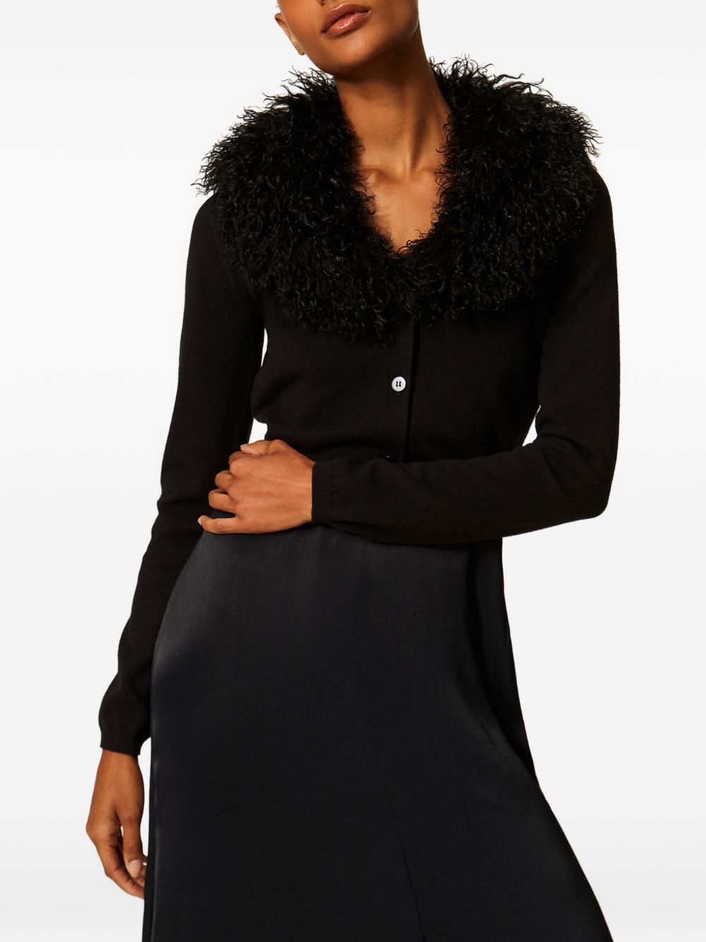 TWINSET Cardigan cropped con ecopelliccia