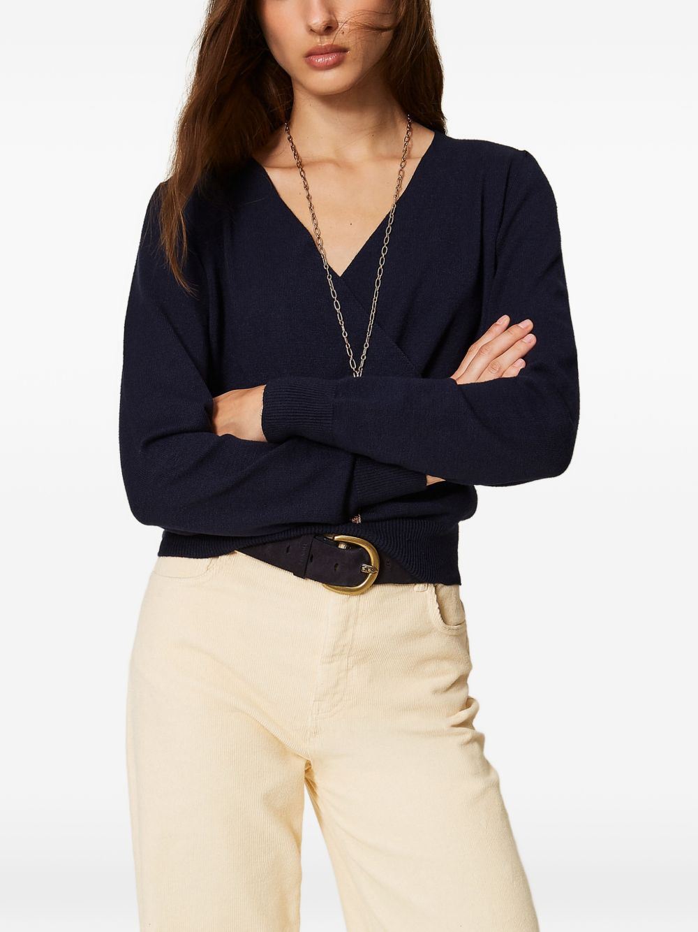 TWINSET Maglia con scollo incrociato a V blu