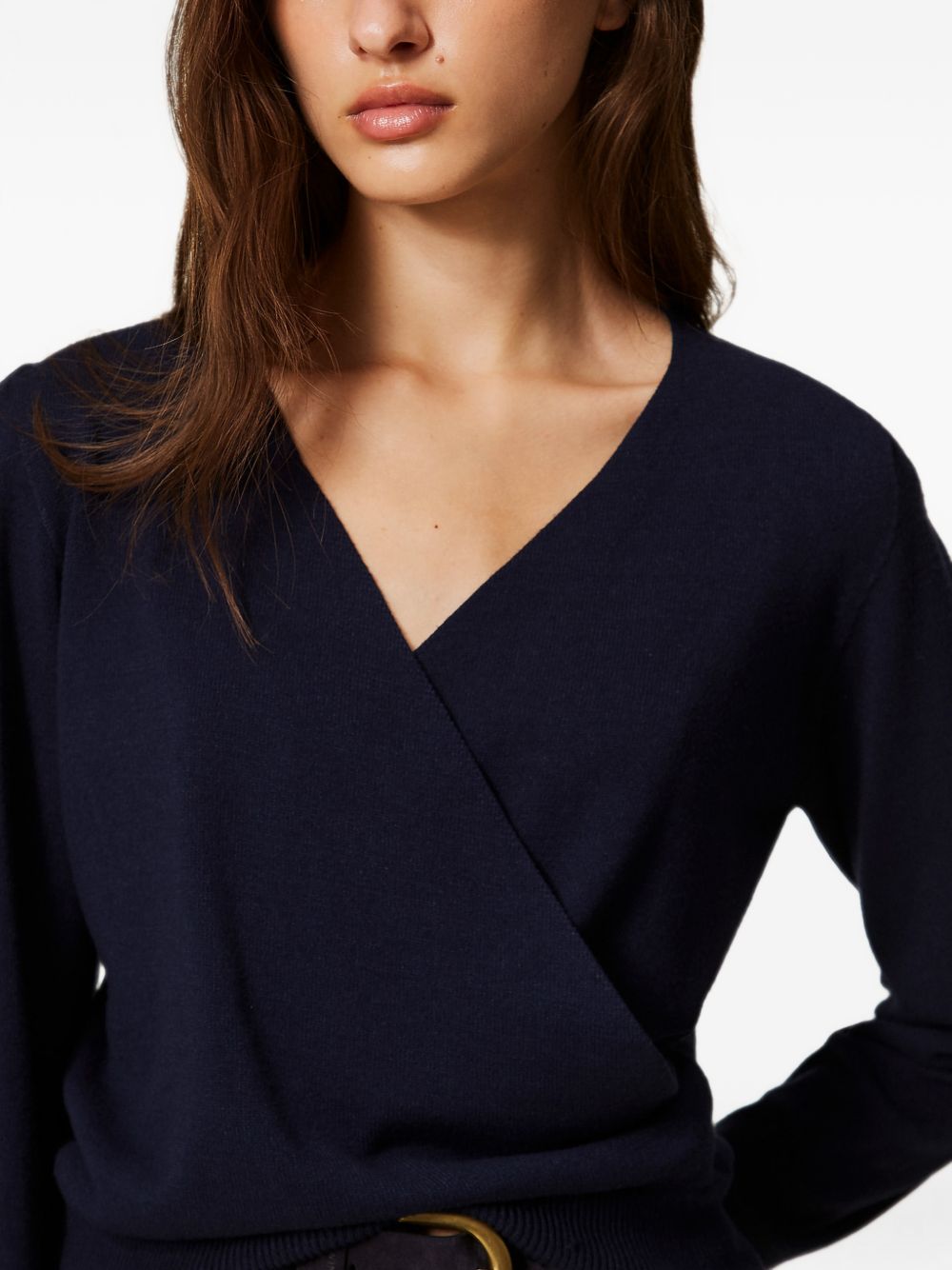 TWINSET Maglia con scollo incrociato a V blu