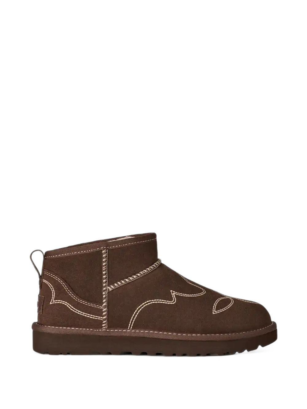 UGG Stivaletti marroni in pelle con cuciture a contrasto chiare