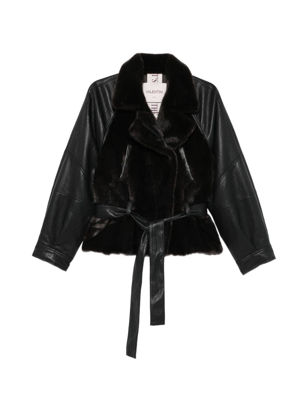 VALENTINI 1972 Giacca nera in ecopelle effetto eco mink