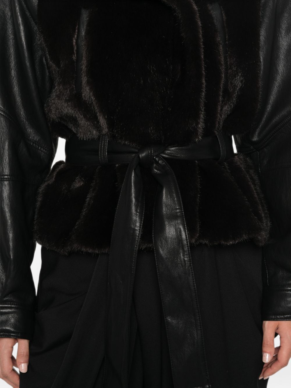 VALENTINI 1972 Giacca nera in ecopelle effetto eco mink
