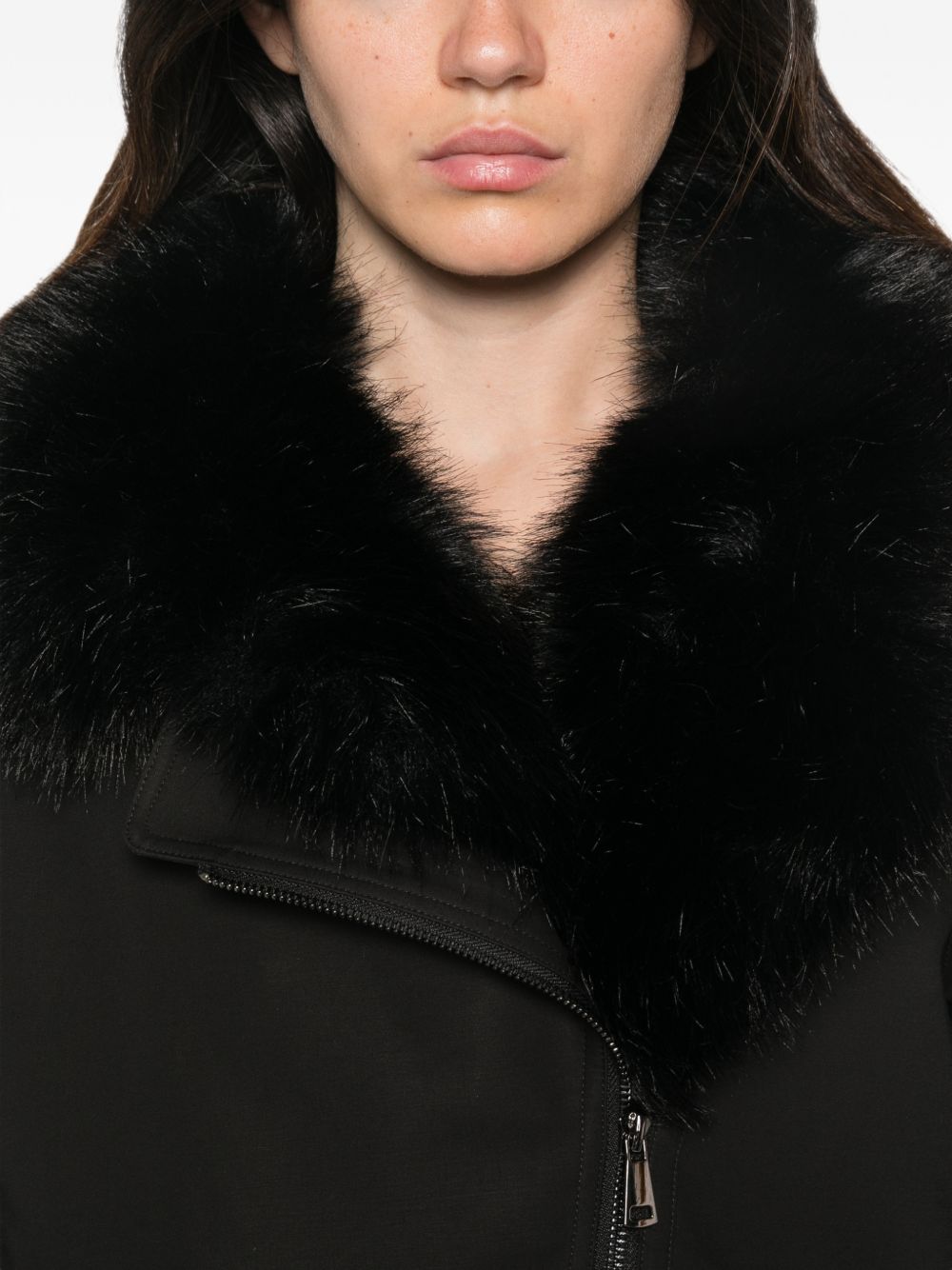 VALENTINI 1972 Parka corto nero con intenro in ecopelliccia