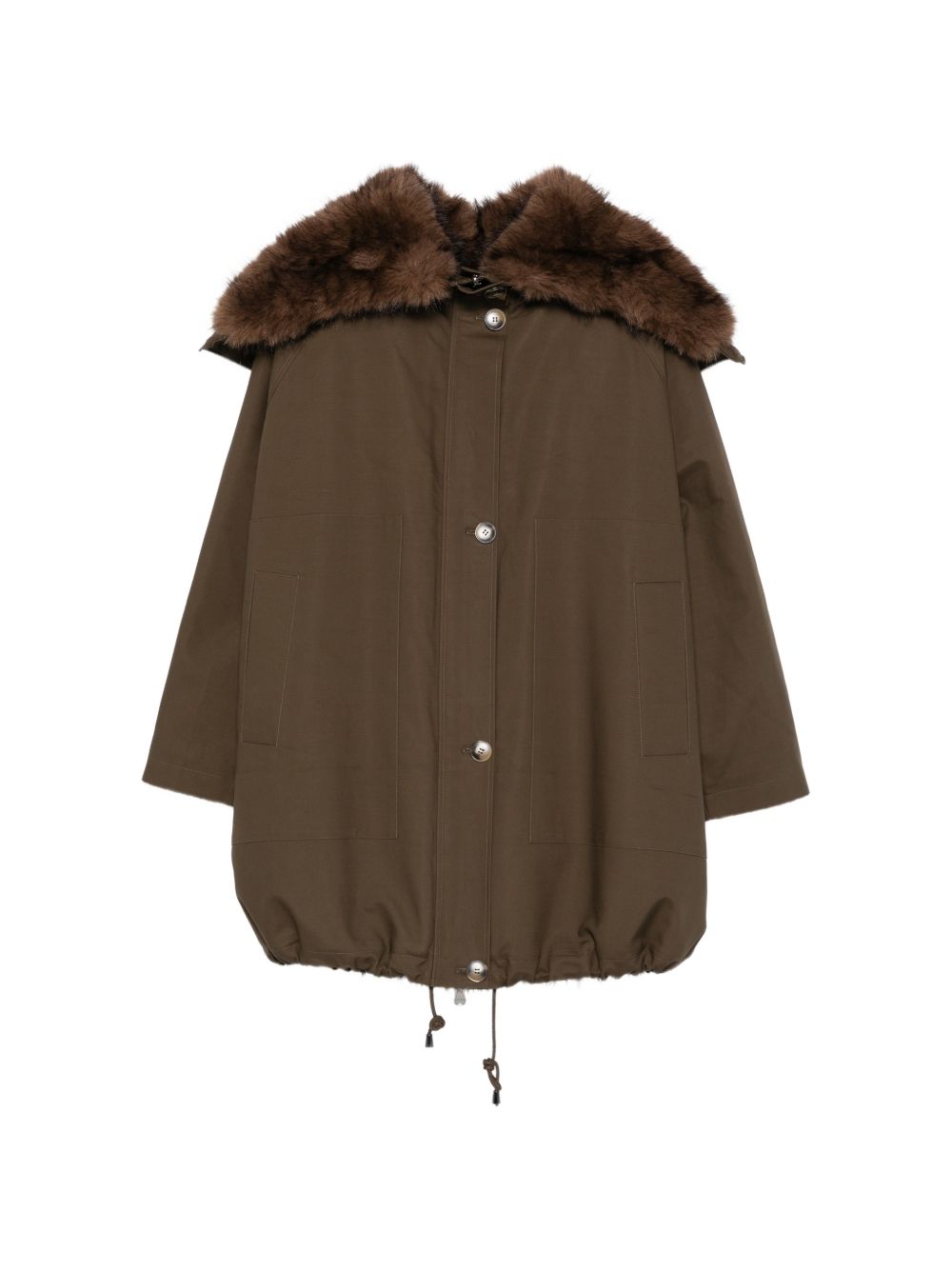 VALENTINI 1972 Parka verde con collo in ecopelliccia