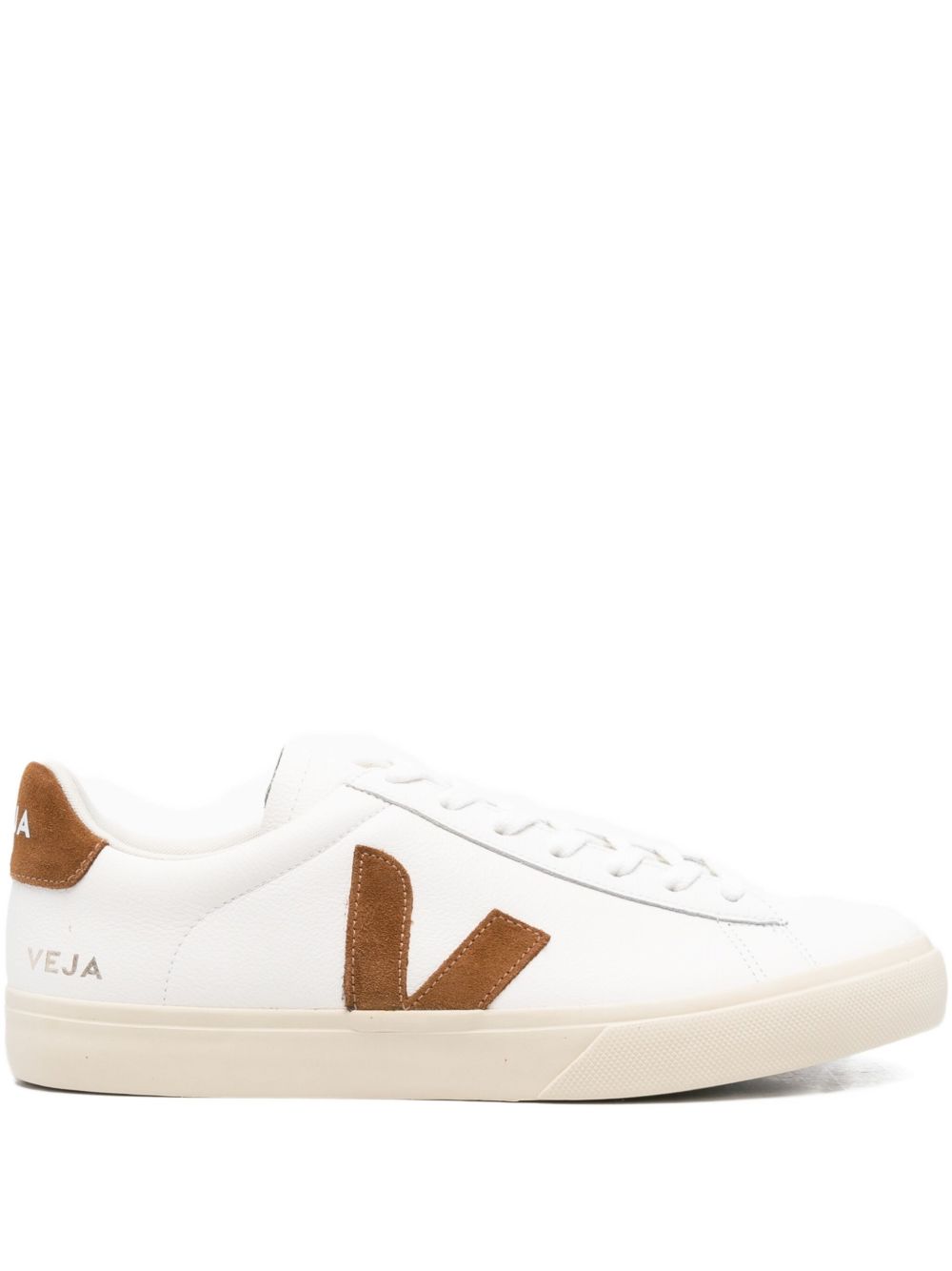 VEJA Sneakers bianche in pelle con dettagli marroni
