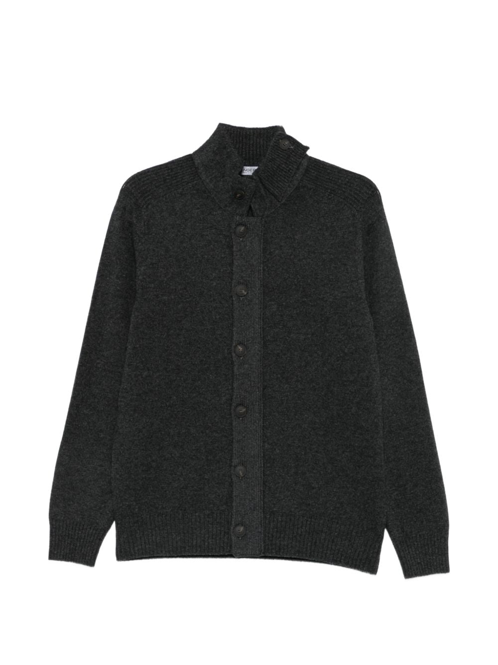 VENGERA Cardigan a collo alto con bottoni in lana antracite