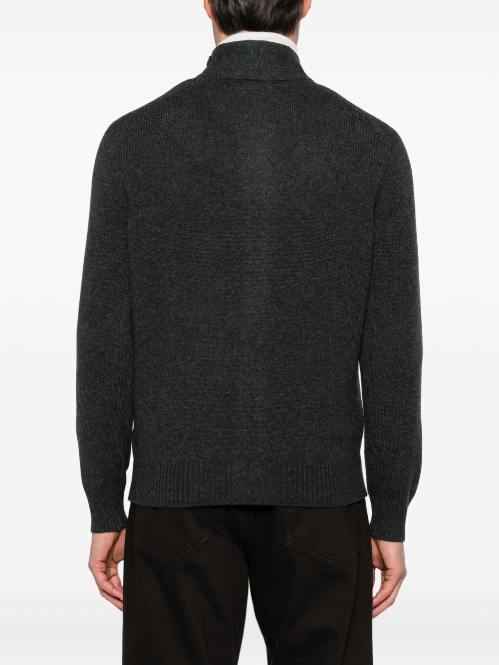 VENGERA Cardigan a collo alto con bottoni in lana antracite