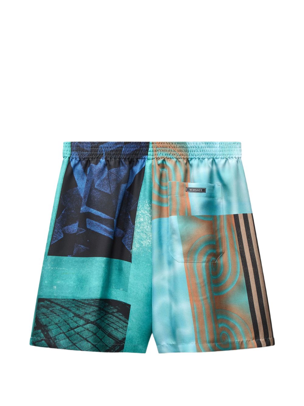 VERSACE Shorts in seta multicolore con stampa grafica