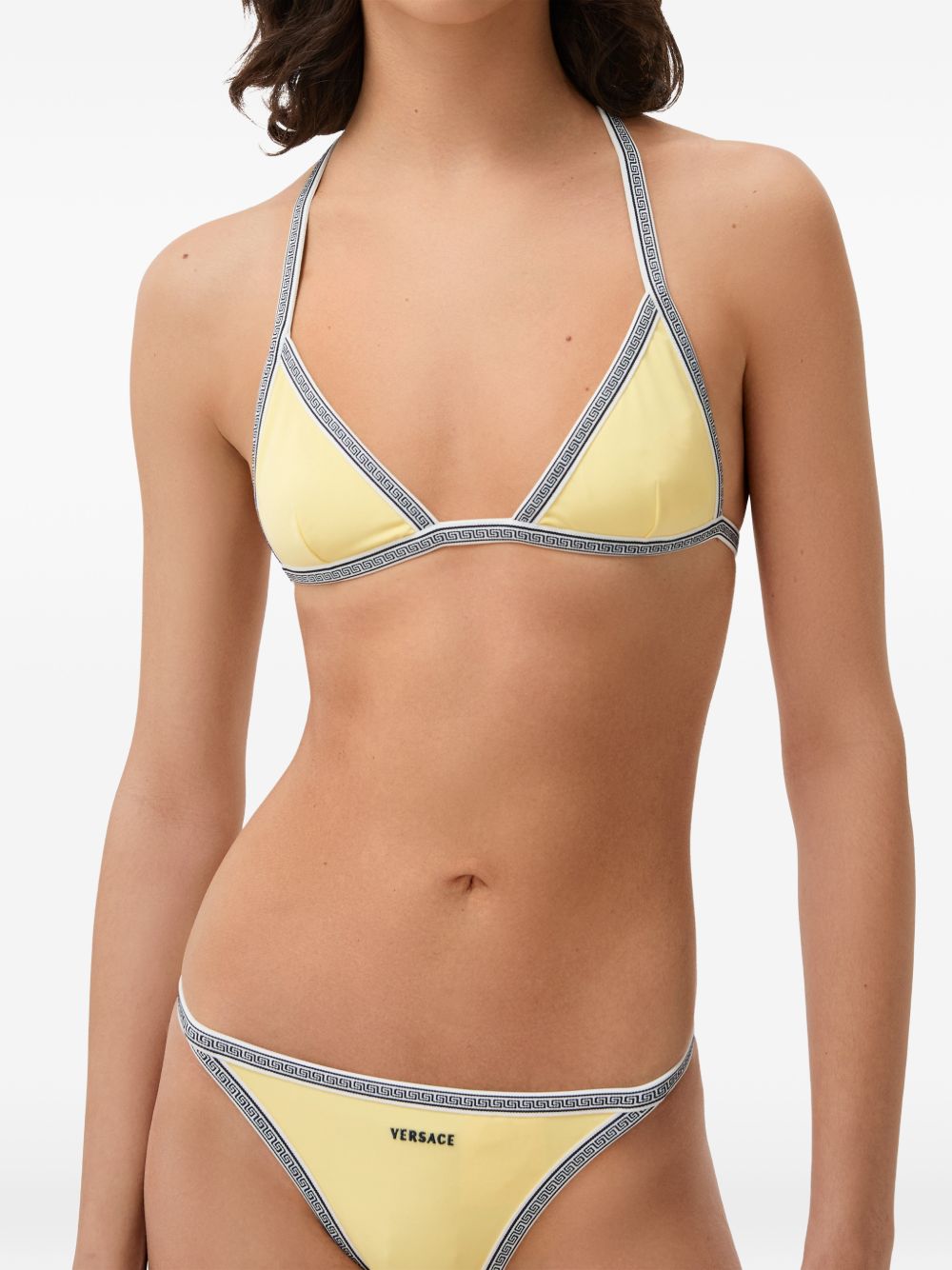 VERSACE Top bikini Broken Jewels giallo con bordi geometrici