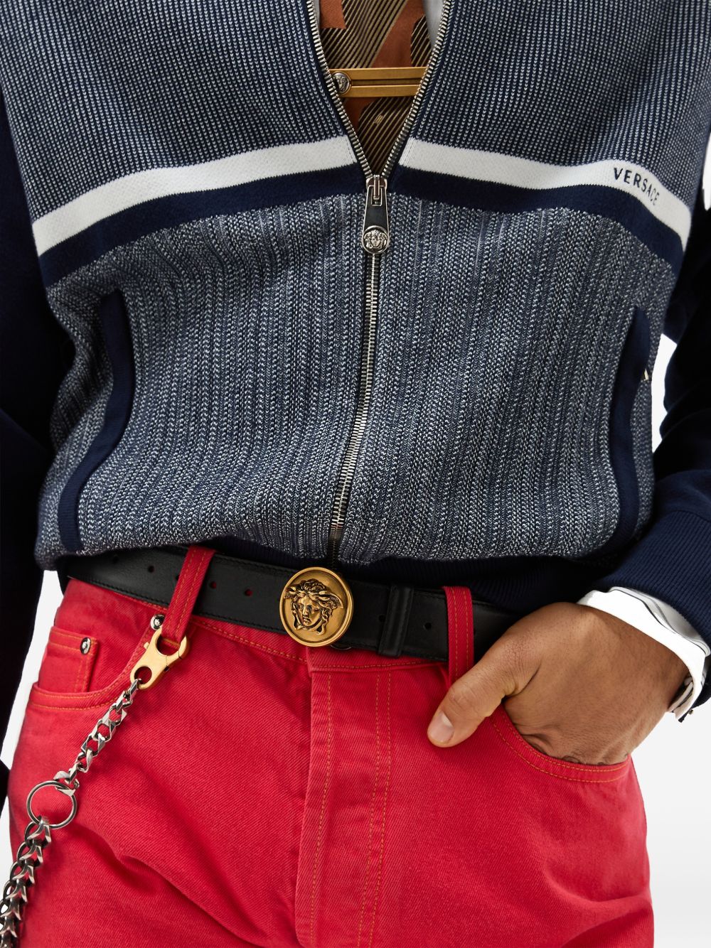 VERSACE Cintura nera in pelle con fibbia Medusa