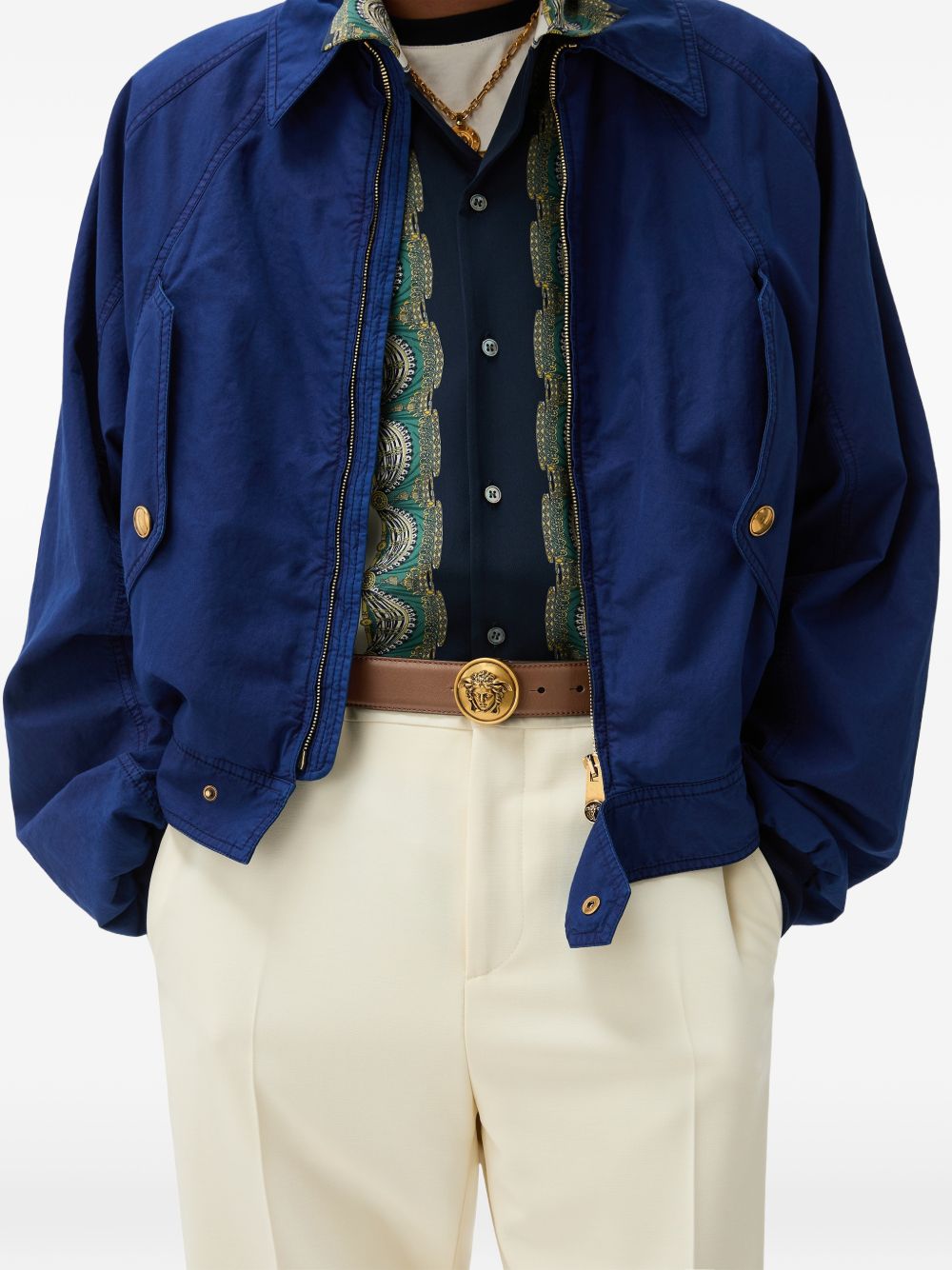 VERSACE Cintura in pelle marrone con fibbia Medusa dorata